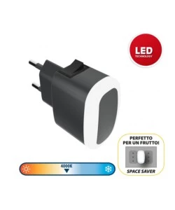 PUNTO LUCE LED CON INTERRUTTORE ON/OFF, NERO